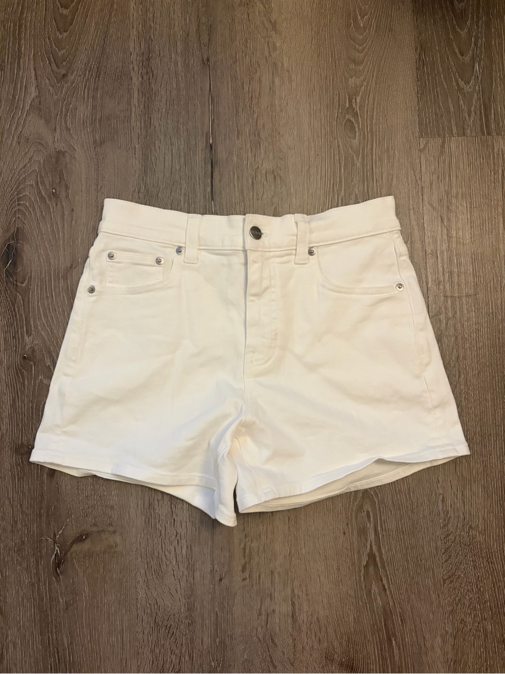 J. Crew White High-Rise Denim Shorts